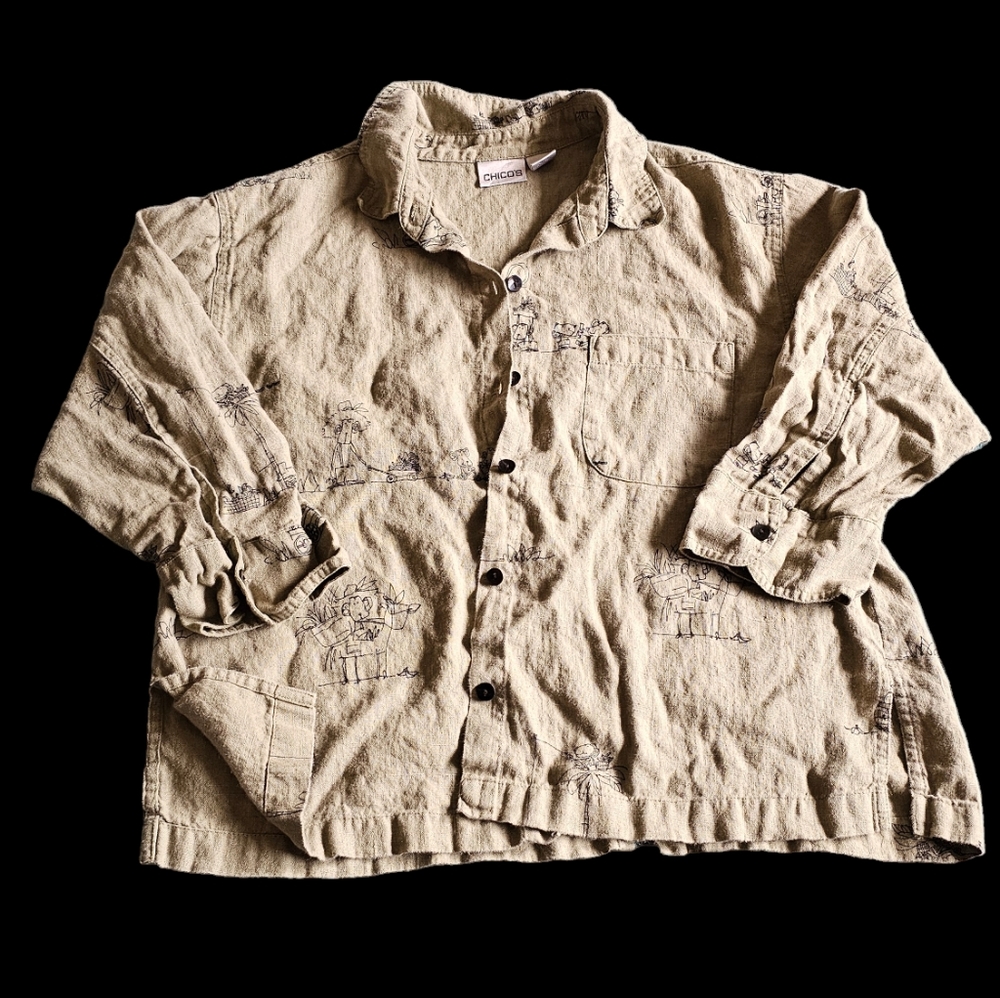 Chico's Top, Size 1, Monkey Print - image 8